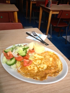 Cheese omelette and salad at the Scandi. Deeply calorific but delicious.