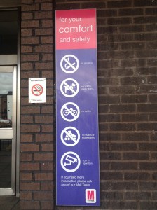 We are being filmed 'for our comfort and safety', but no mention of a ban on photography. 