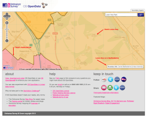 Image taken from an Ordnance Survey map showing Luton Hoo in relation to county borders